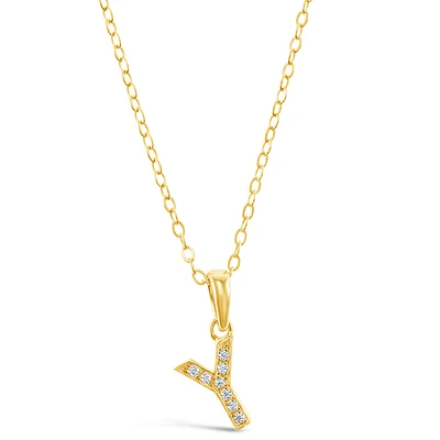 Gold Plated Sterling Silver Cubic Zirconia Initial Y Necklace 147951