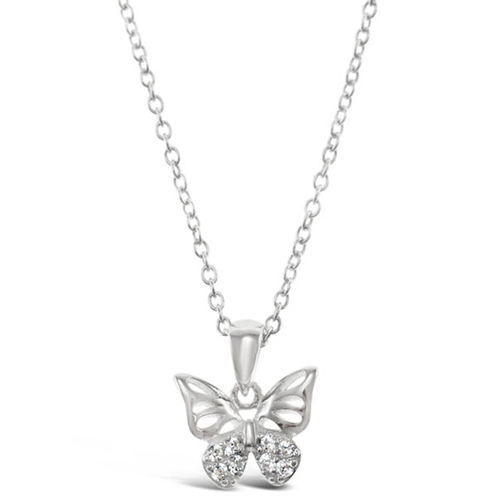 Sterling Silver Cubic Zirconia Butterfly Necklace 144386