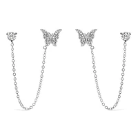 Sterling Silver Cubic Zirconia Butterfly Earrings 143737