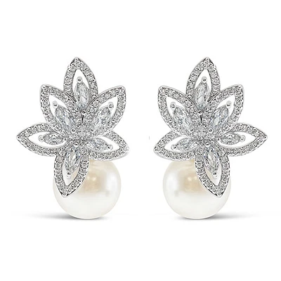 Bridal Pearl Cubic Zirconia Earrings 145905
