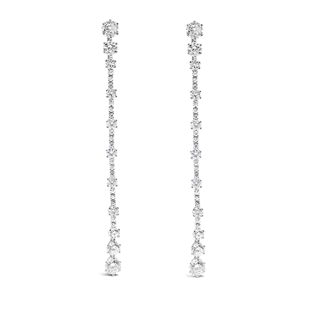 Sterling Silver Cubic Zirconia Long Earrings 132620