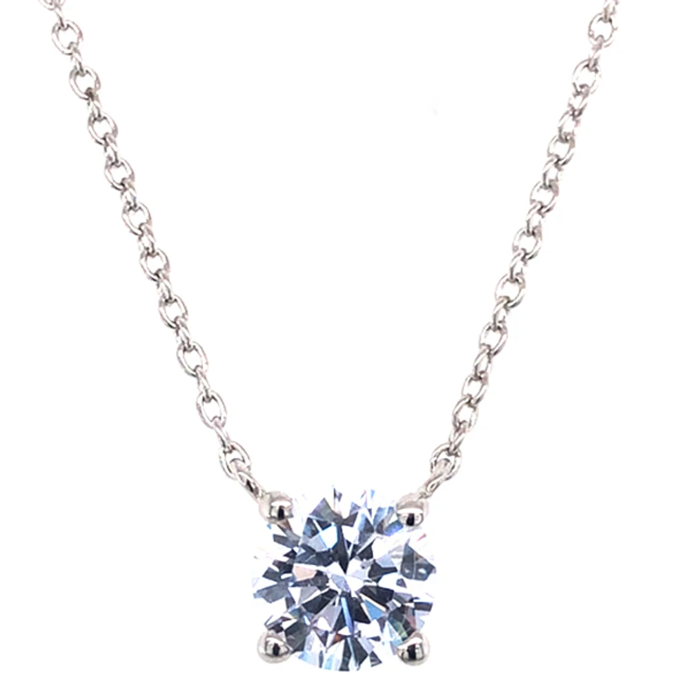 Sterling Silver Cubic Zirconia Round 7mm 8 Heart 8 Arrow Cut Necklace 143474