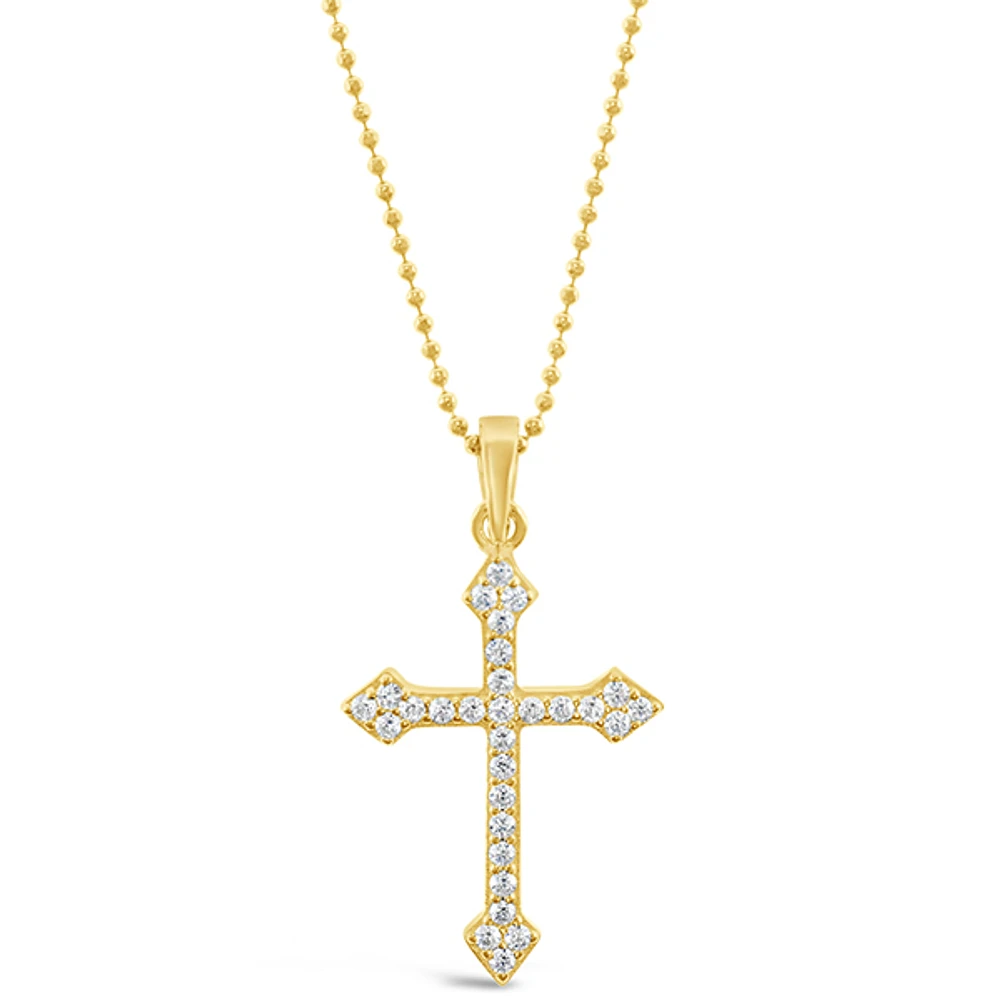 Gold Plated Sterling Silver Cubic Zirconia Cross Necklace 147694