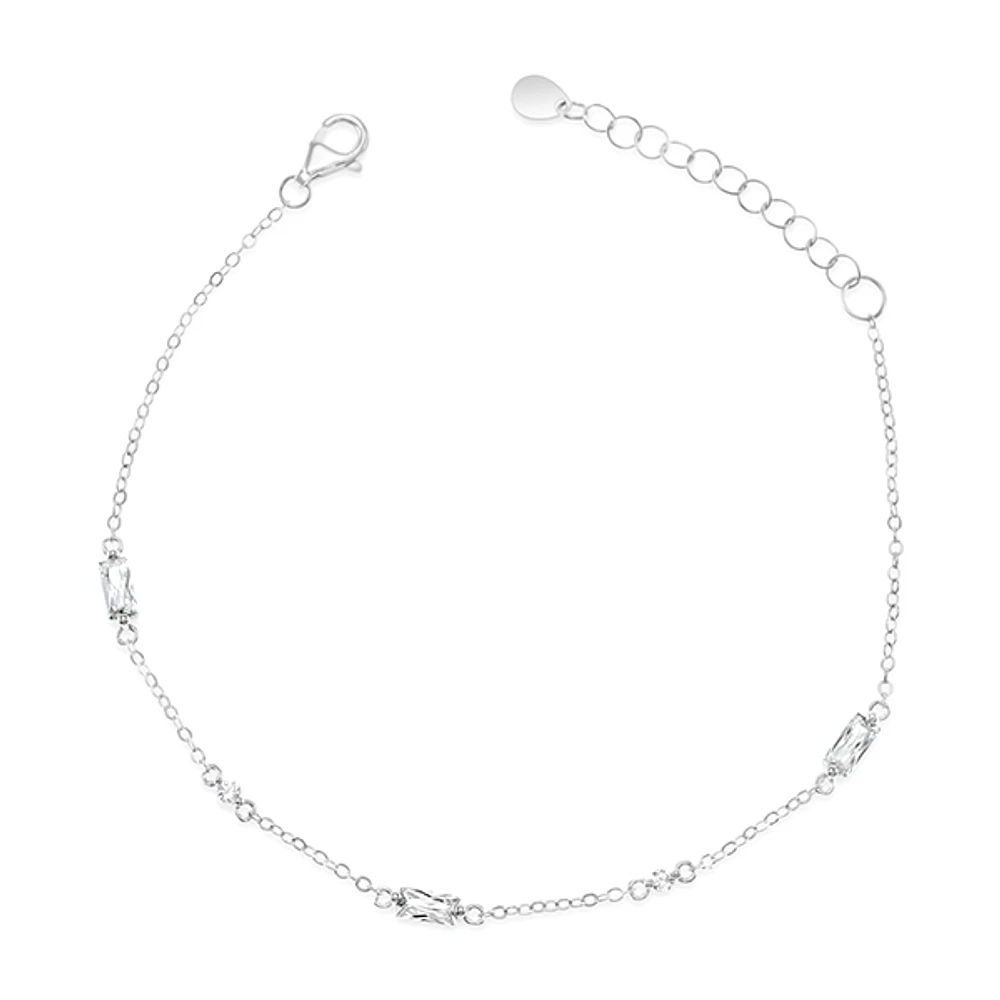Sterling Silver Baguette Cubic Zirconia Bracelet 152203