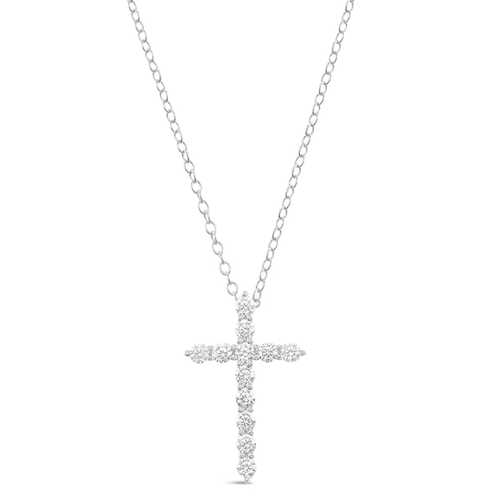 Sterling Silver Cross Cubic Zirconia Necklace 152726