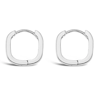 Sterling Silver Plain Square Huggies 143542