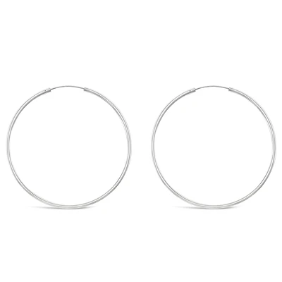 Sterling Silver Plain 60mm Hoops Earrings 129197