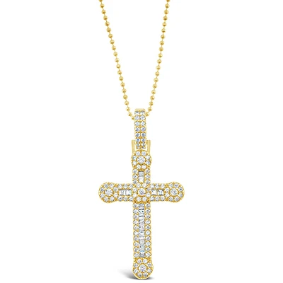 Gold Plated Sterling Silver Cubic Zirconia Cross Necklace