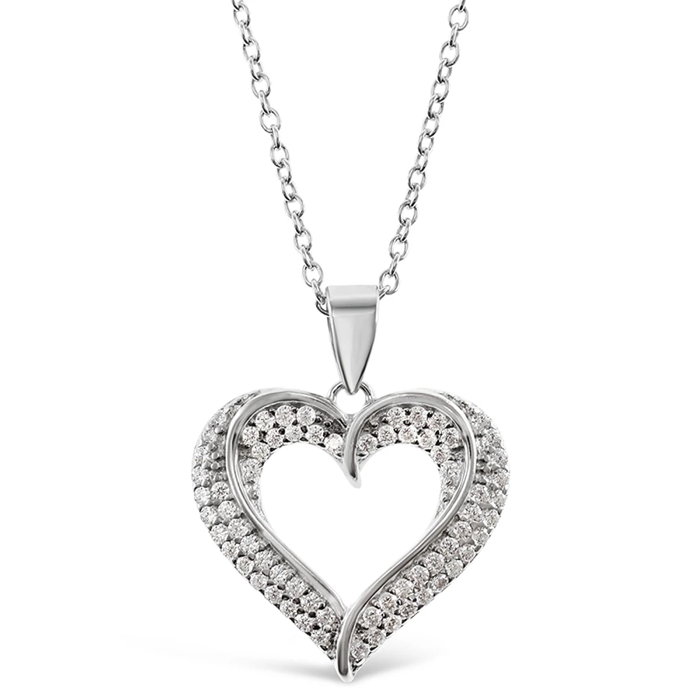 Sterling Silver Cubic Zirconia Heart Necklace 133258