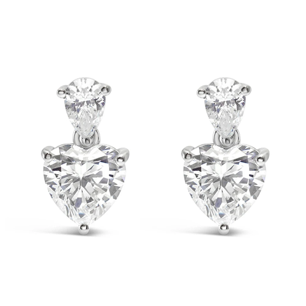 Sterling Silver Cubic Zirconia Heart Earrings 144899