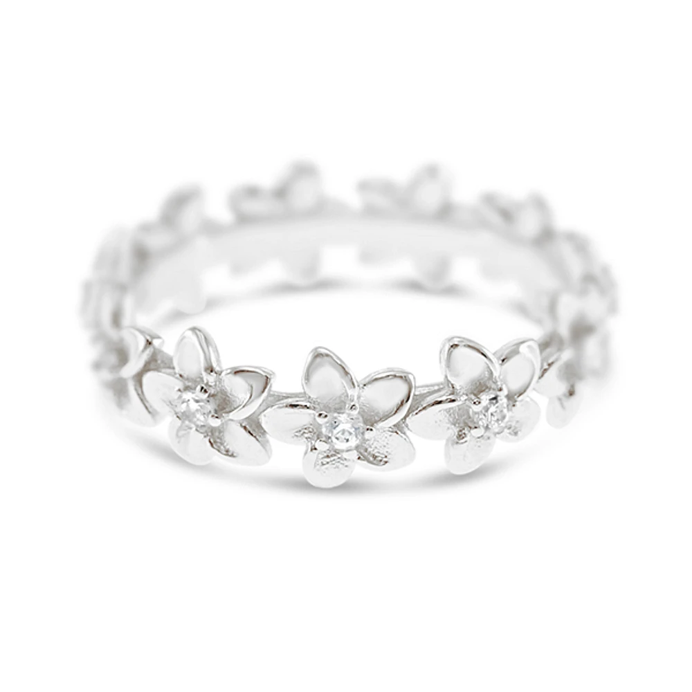 Sterling Silver Cubic Zirconia Flower Ring 151153
