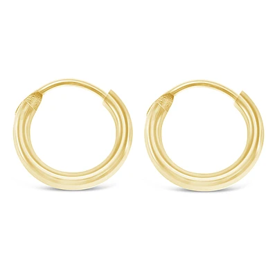 Gold Plated Sterling Silver Plain 12mm Hoops Earrings 141784