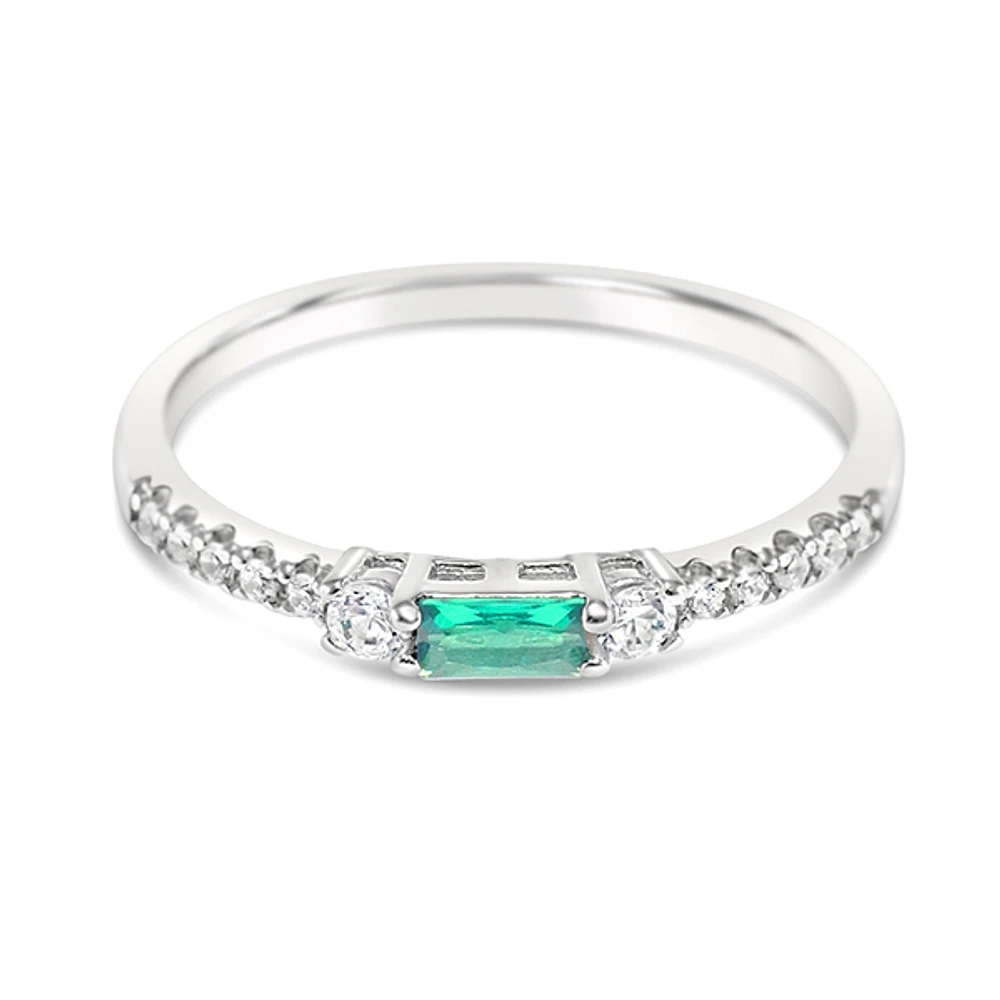 Sterling Silver Green Cubic Zirconia Ring 152218