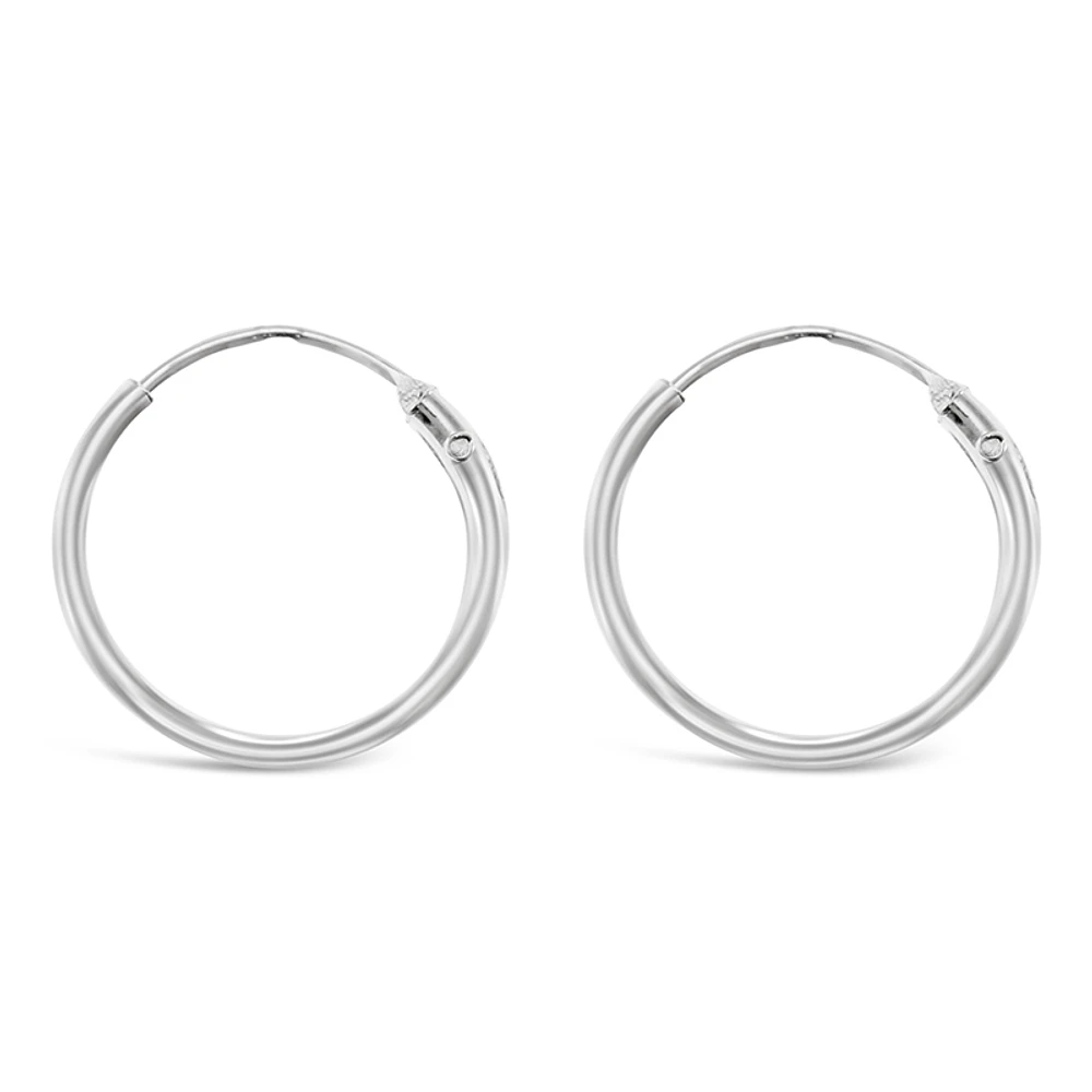Sterling Silver Plain 12mm Hoops Earrings 132279