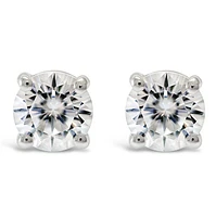 Sterling Silver Cubic Zirconia 8 Hearts 8 Arrows 9mm Studs 118061