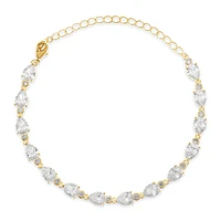 Bridal Cubic Zirconia Gold Tear Drop Bracelet 134377
