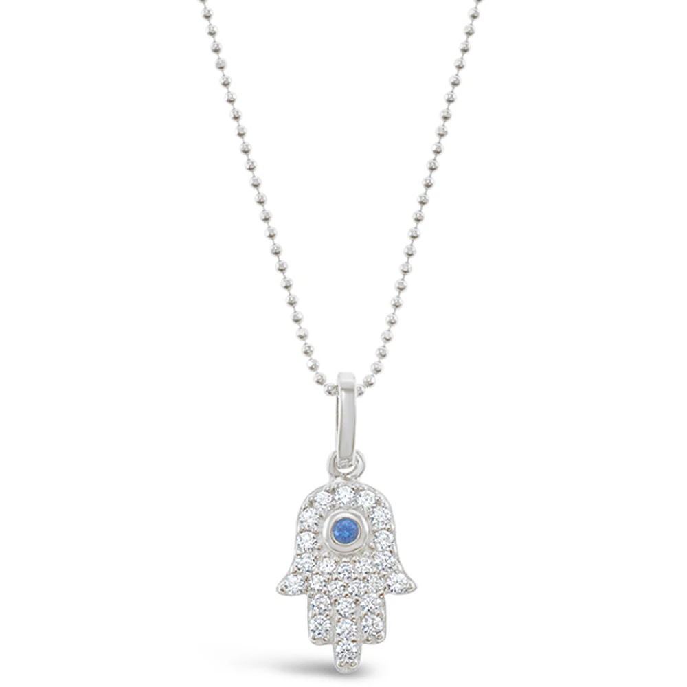 Sterling Silver Cubic Zirconia Hamsa Necklace 132673