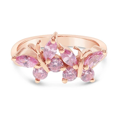 Rosegold Plated Sterling Silver Cubic Zirconia Butterfly Ring 146402