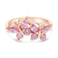 Rosegold Plated Sterling Silver Cubic Zirconia Butterfly Ring 146402