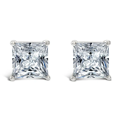 Sterling Silver Cubic Zirconia Princess Cut 9mm Studs 118051