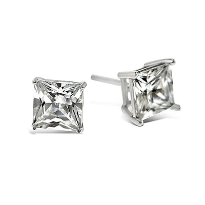Sterling Silver Cubic Zirconia Square 4mm Studs  9001466