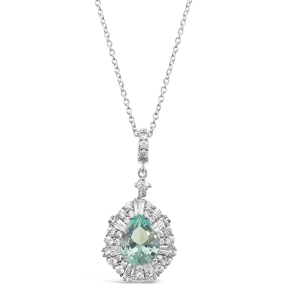 Sterling Silver Green Cubic Zirconia Necklace 147431