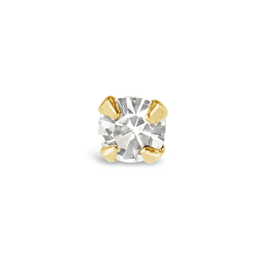 Gold Plated Sterling Silver Crystal 1.5mm Ball End Nose Stud