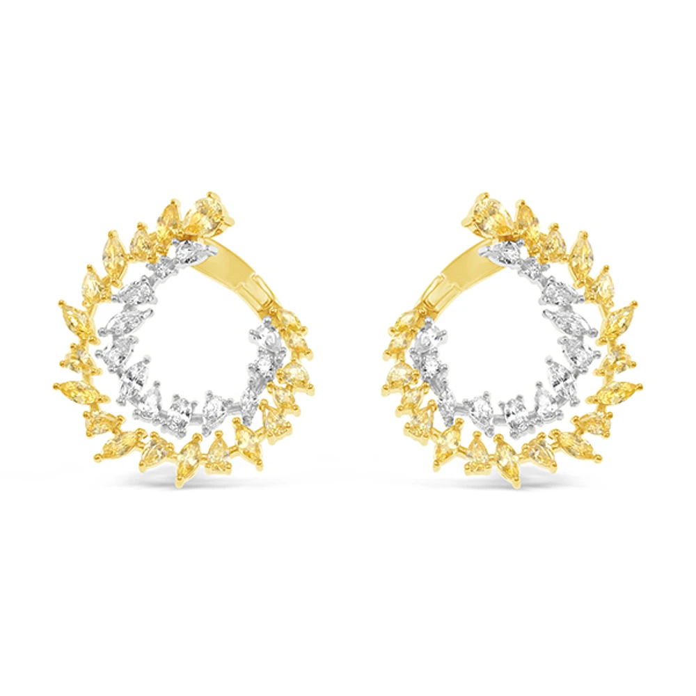 Gold Plated Sterling Silver Yellow Cubic Zirconia Earrings