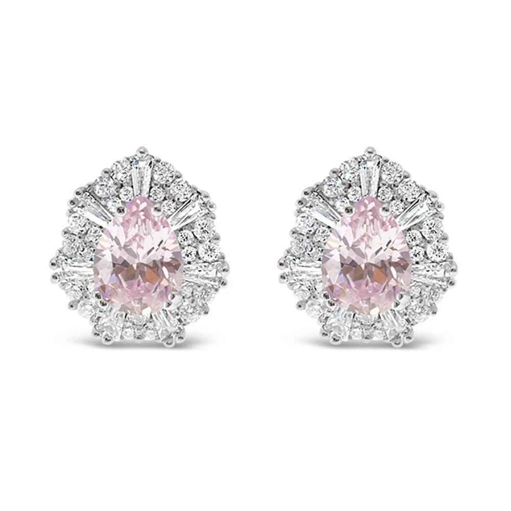 Sterling Silver Pink Cubic Zirconia Earrings 147428