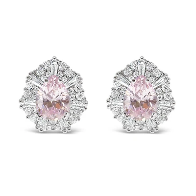Sterling Silver Pink Cubic Zirconia Earrings 147428