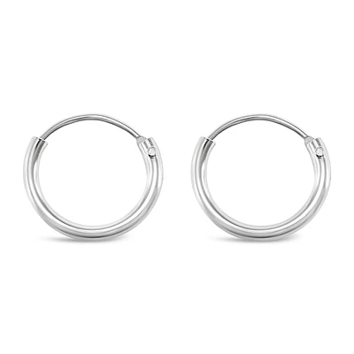 Sterling Silver Plain 10mm Hoops Earrings 132278