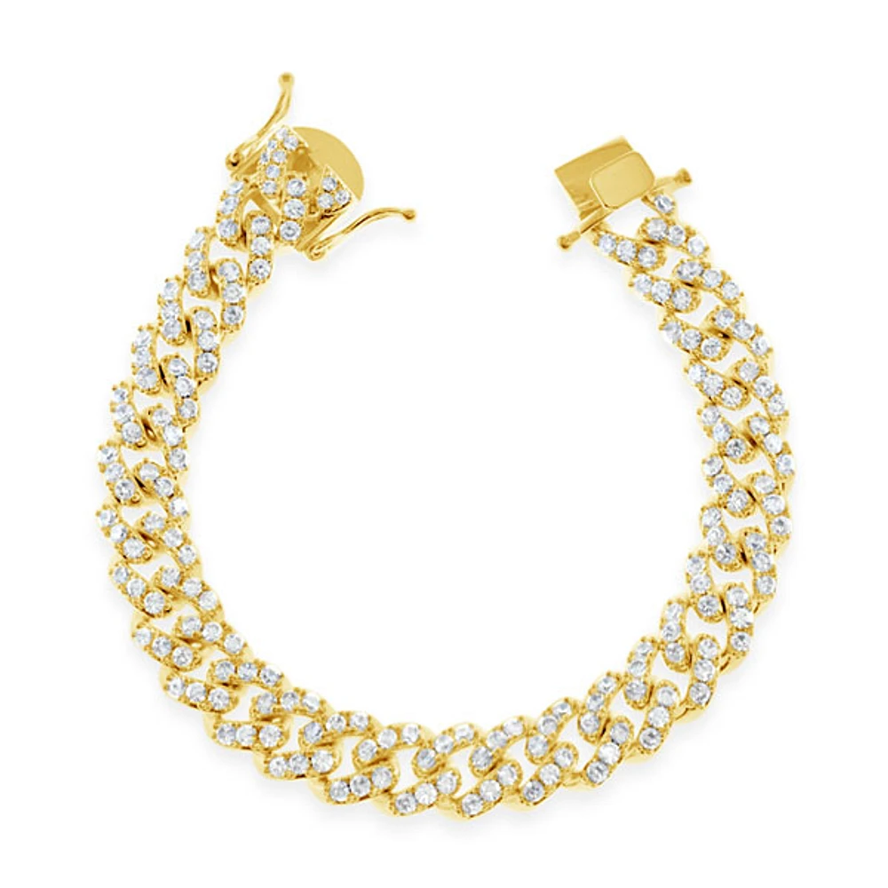 Fashion Cubic Zirconia Cuban Link 7" Inches Bracelet