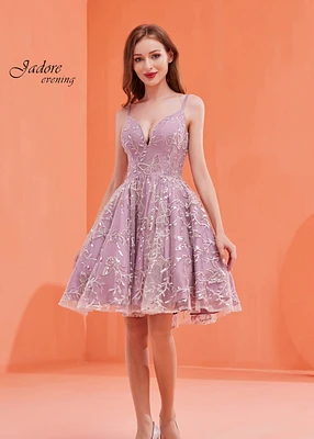 Embroidered Tulle A-line Short Dress