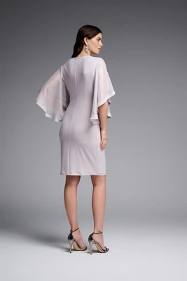 Ruffle Sleeves Wrap Sheath Dress