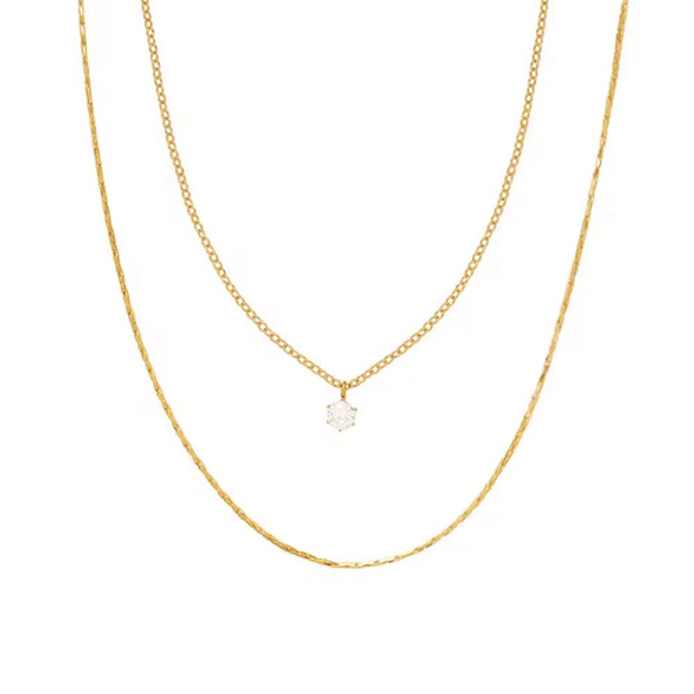 Gold Layered Gem Necklace