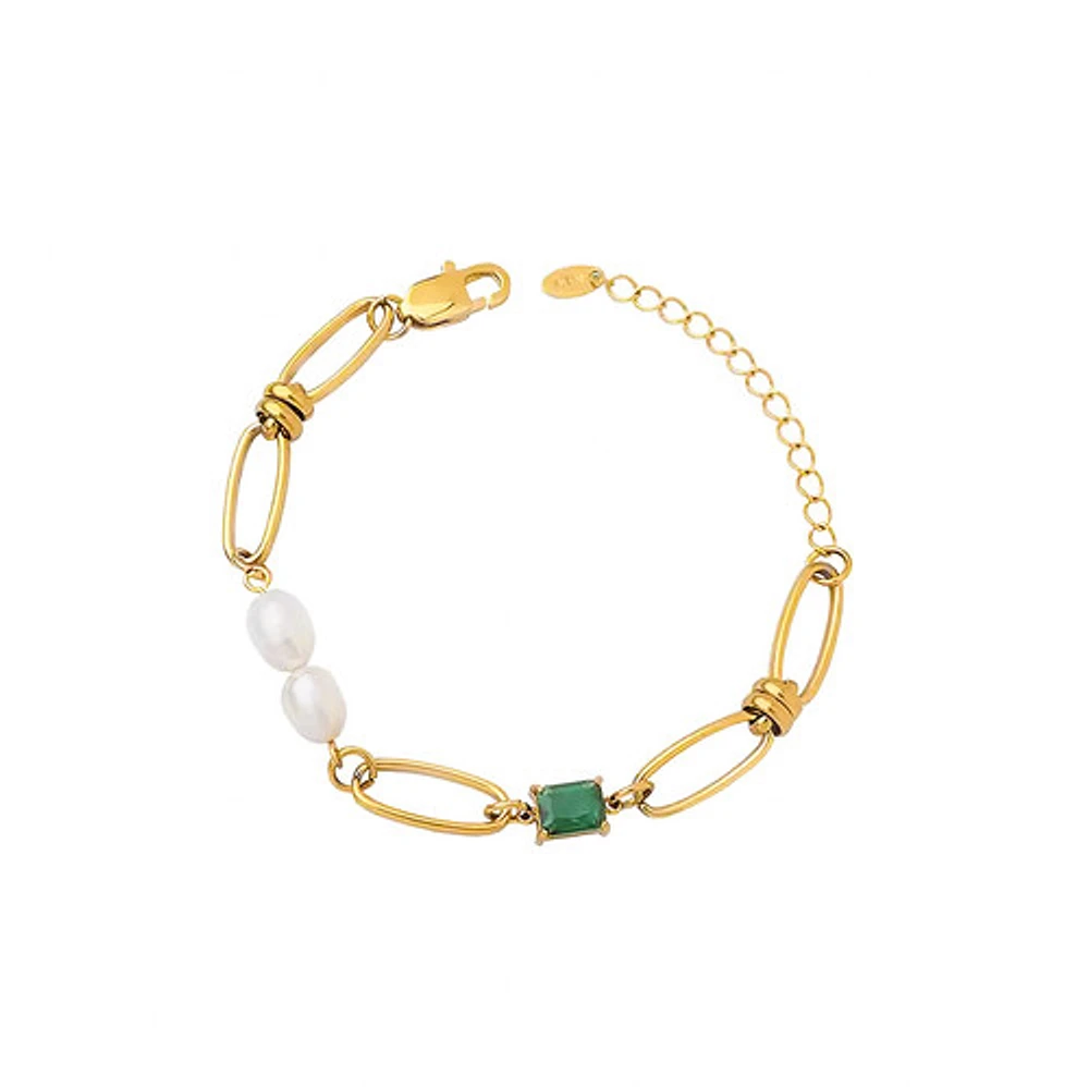 Green Gem Pearl Bracelet