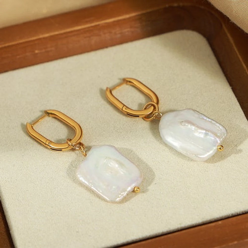 Baroque Pearl Hoops