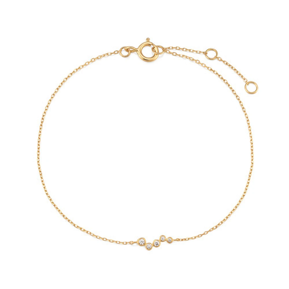 14k Solid Gold Wavy Diamond Bracelet