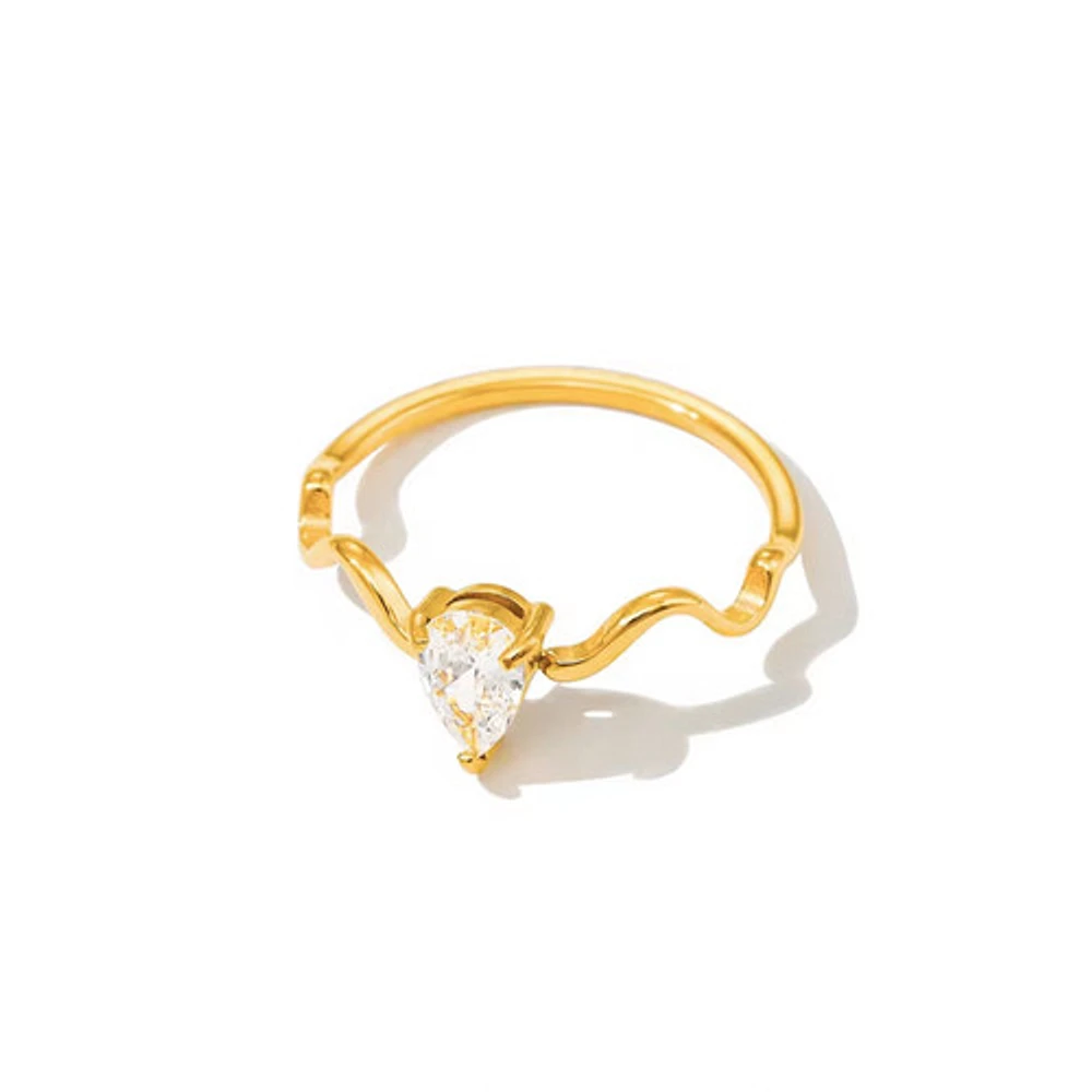Waved Gem Ring