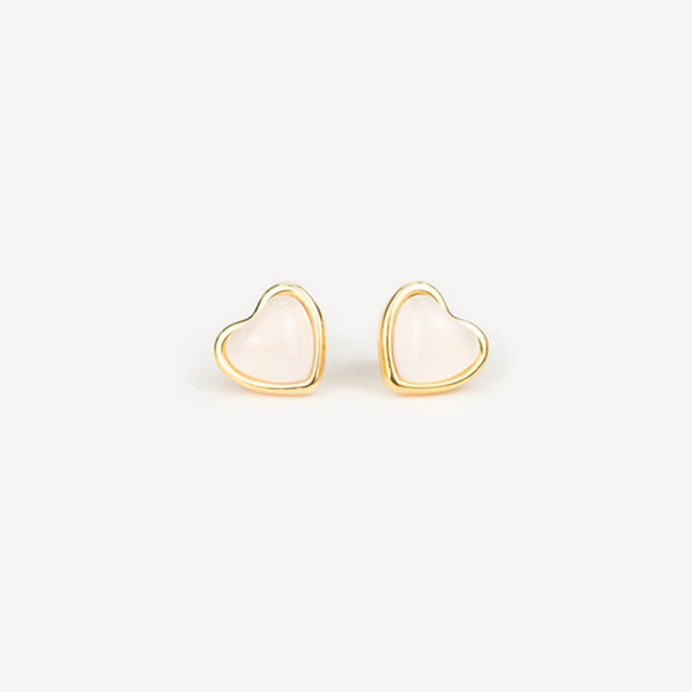 Stone Heart Studs