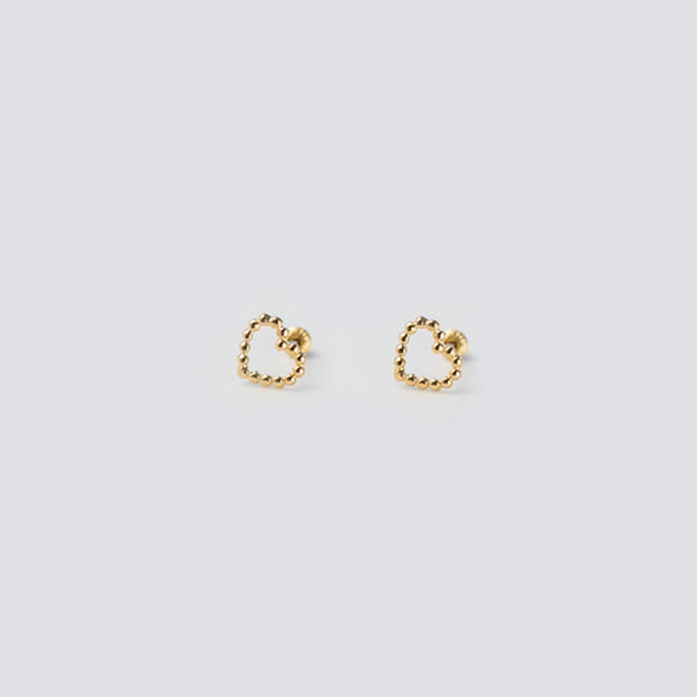Beaded Hollow Heart Studs