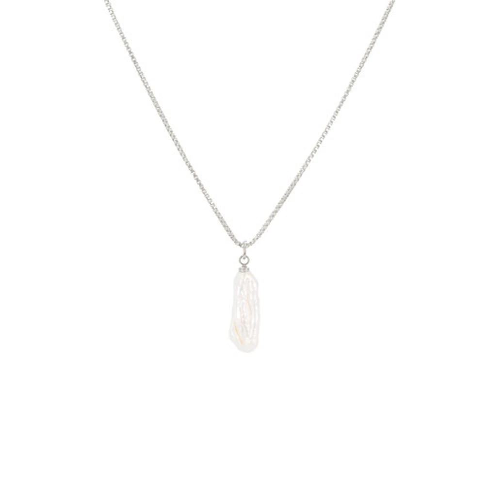 Steel Stick Baroque Pearl Necklace