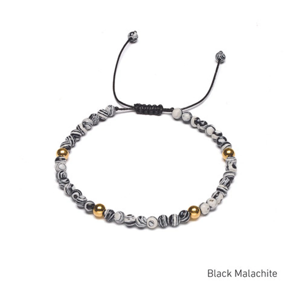 Braided Natural Crystal Bracelet (Classic Black & White)