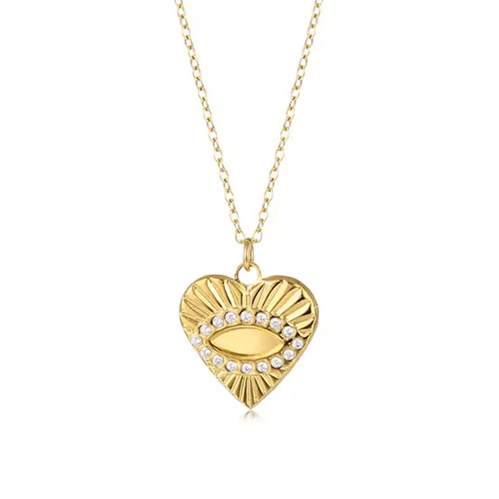 Gold Evil Eye Heart Necklace