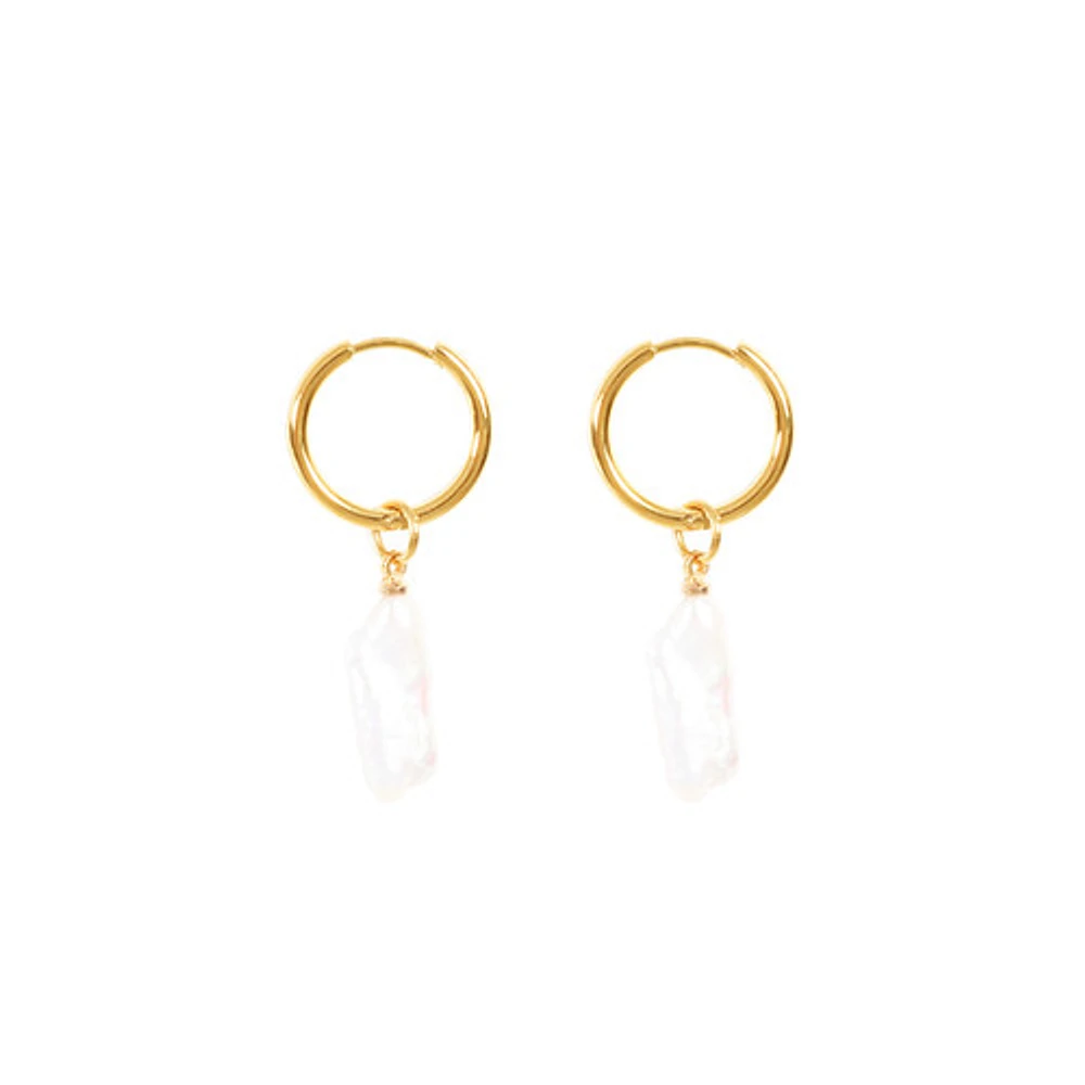 Long Baroque Pearl Hoops