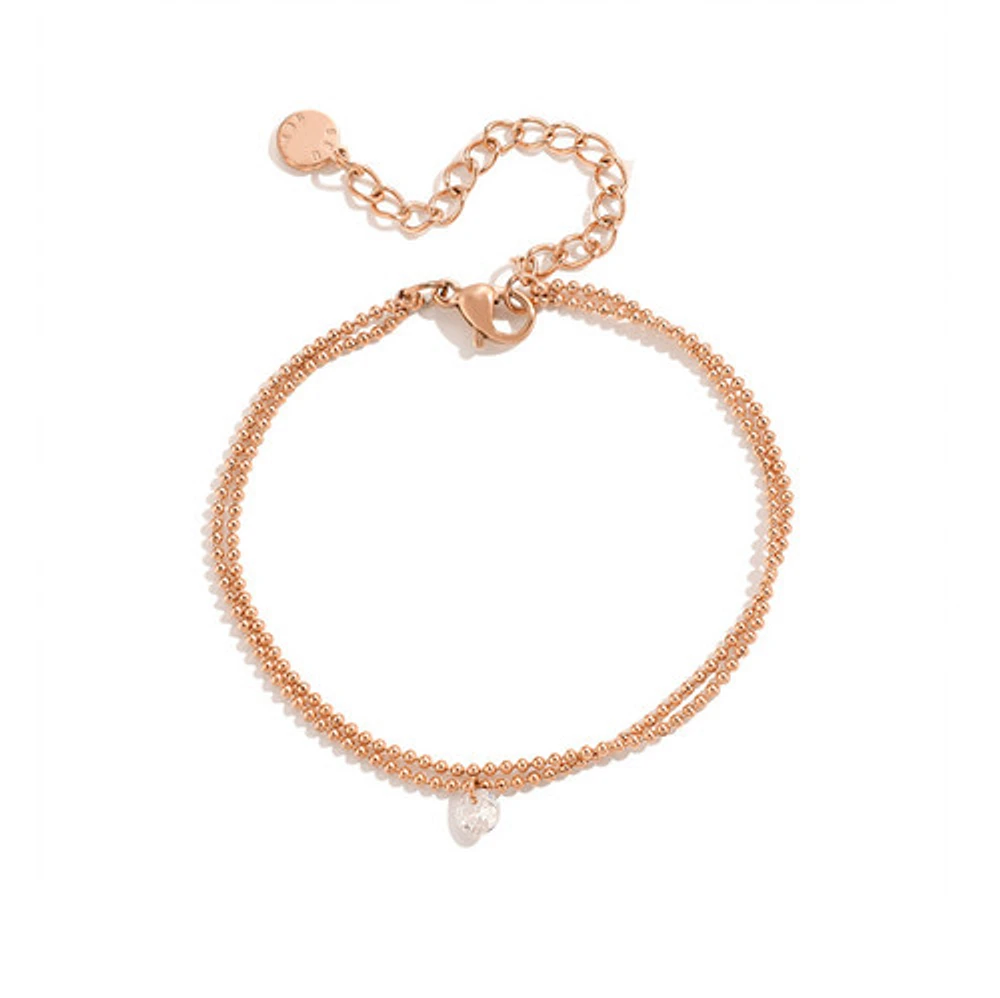 Rose Gold Layered Gem Beaded Bracelet