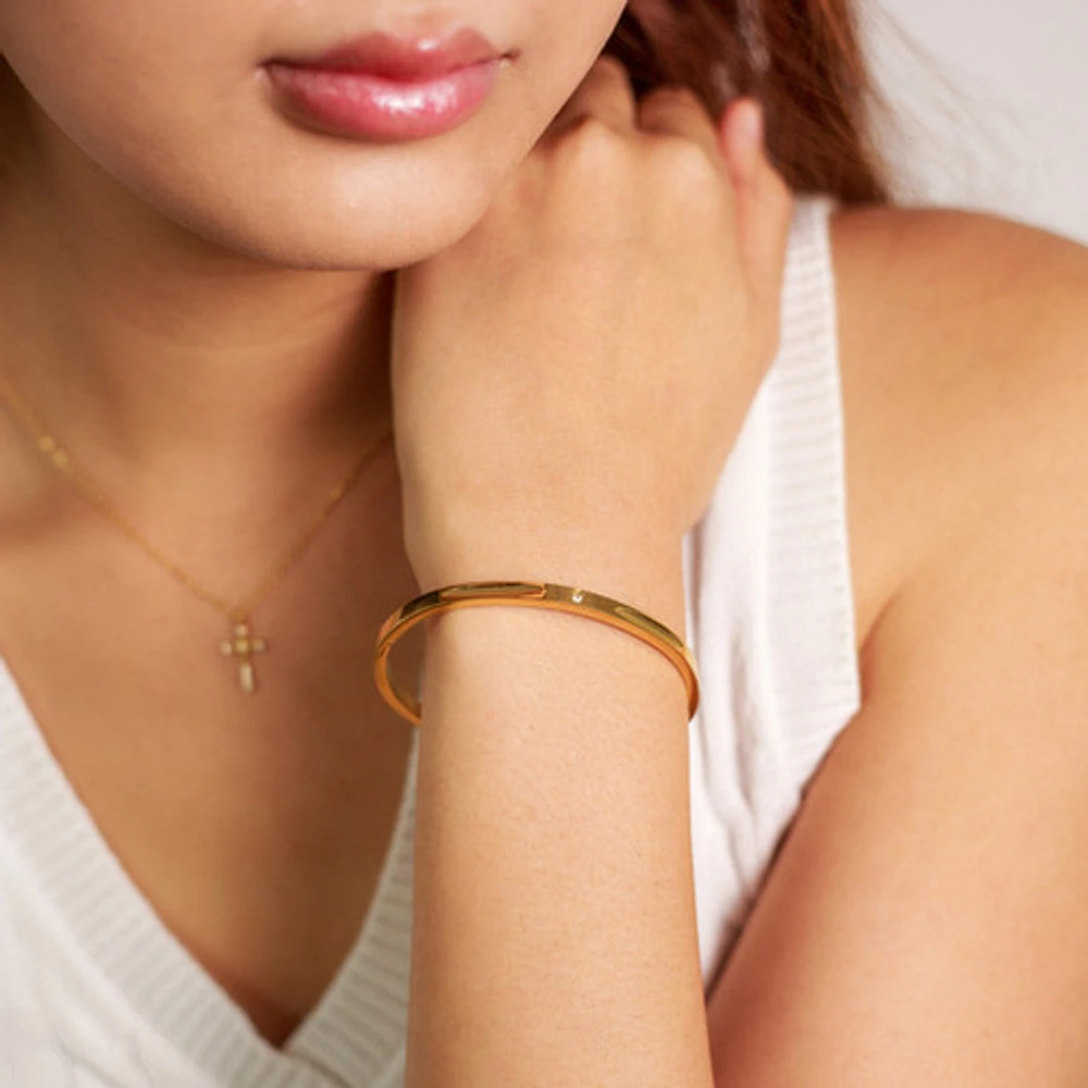 Dented Single Gem Bangle