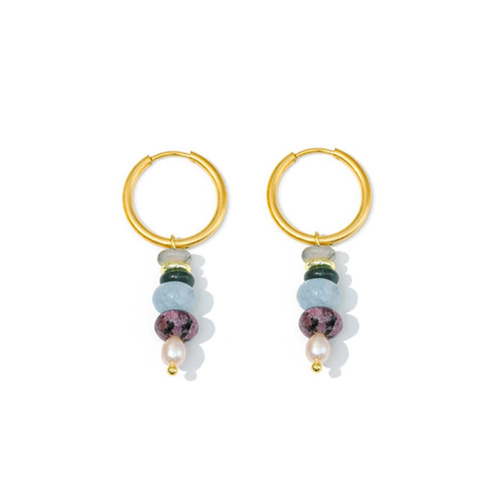 Blue Mixed Stone Hoops