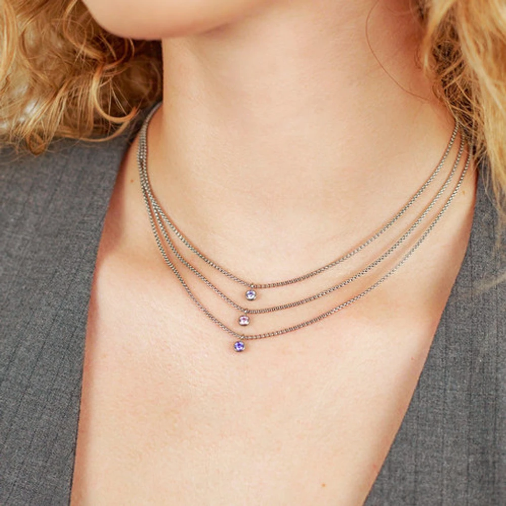 Steel Birthstone Necklace