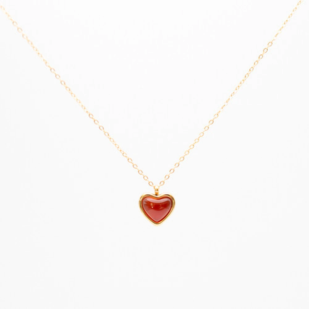 Carnelian Stone Heart Necklace